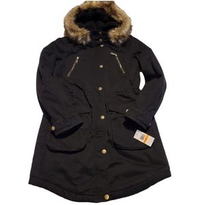 Black Coat With Fur Hood 